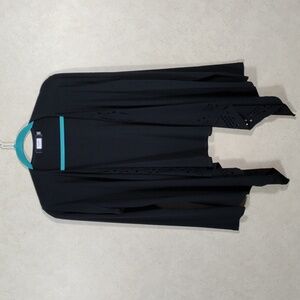 04131 Sympli black knit open front jacket w/laser cut detail 14